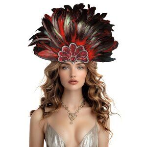 Black Feather Sequin Headwear Carnival Headpiece Showgirl Cosplay for Women